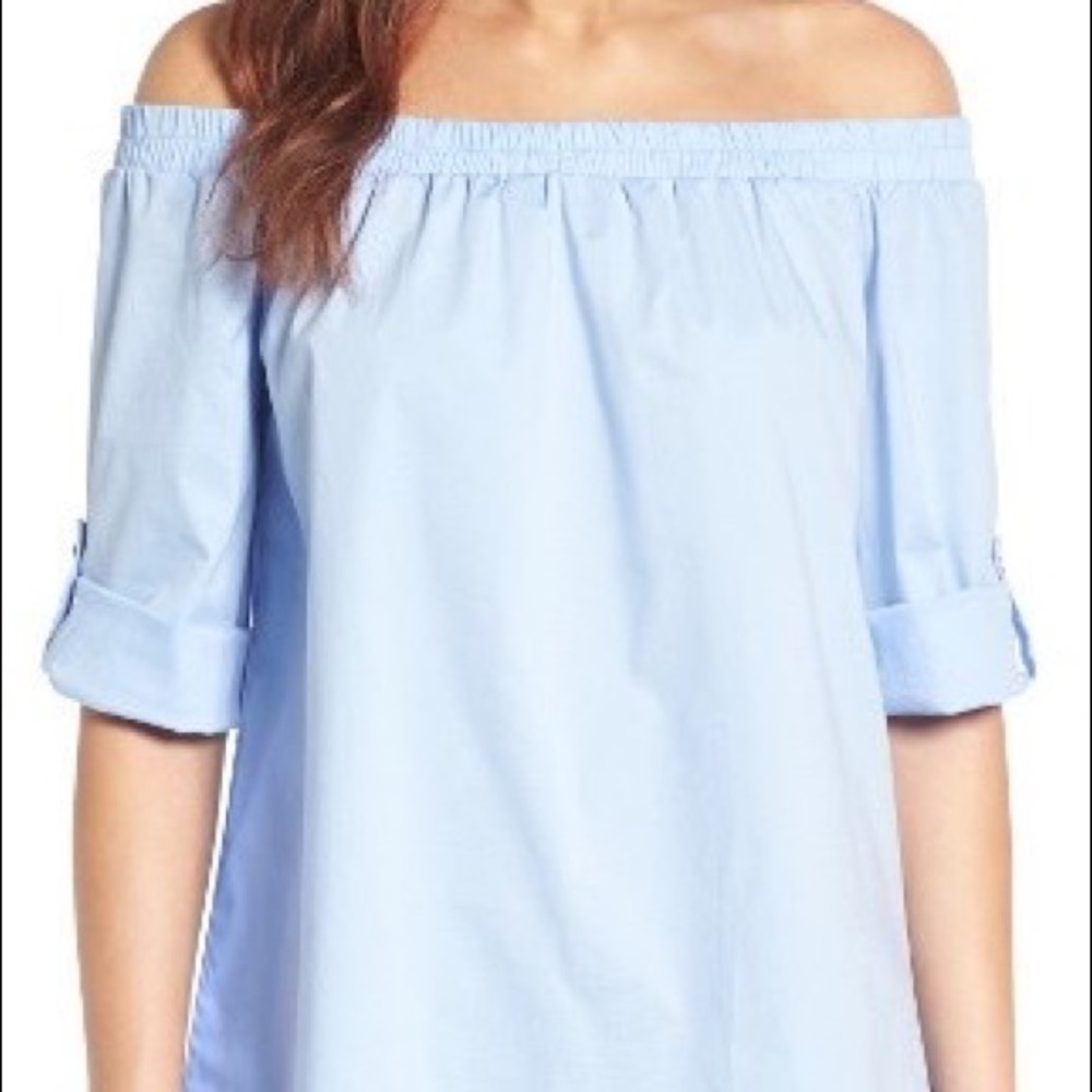 Bobeau Women’s Off The Shoulder Poplin Shirt (size M)